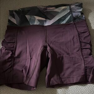 Lululemon Athletica Purple and Geometric Bike Shorts